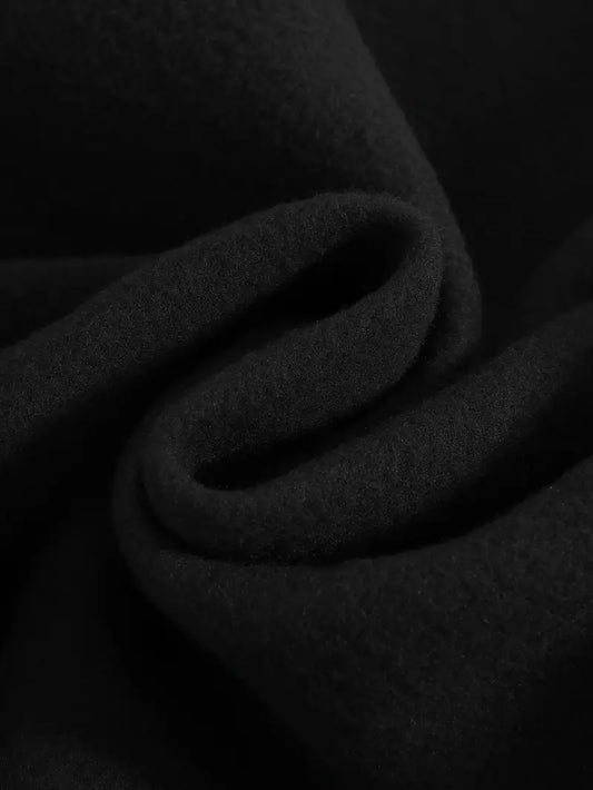 Cozy Essential Plain Fleece Sweatshirt - Black