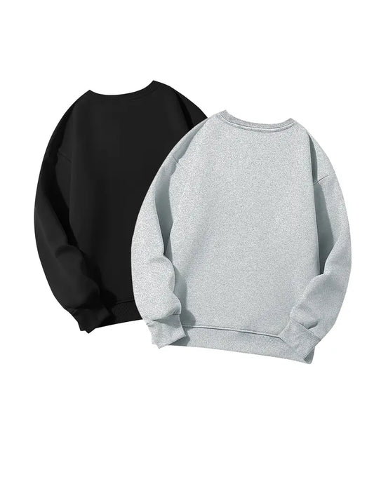 Bundle Of 2 - Classic Comfort Plain Fleece Sweatshirt - Grey/Black
