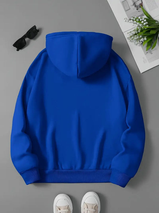 Cozy Winter Stuff Fleece Zip-Up Hoodie - Royal Blue