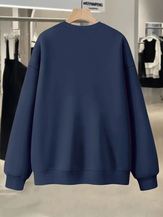 Bundle Of 3 - Cozy Essential Plain Fleece Sweatshirts - BLACK/GREY/NAVY BLUE