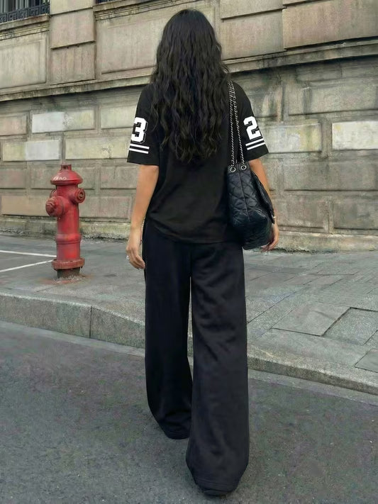 Urban Edge: BLACK Oversized '23 New York' Graphic CO-ORD SET