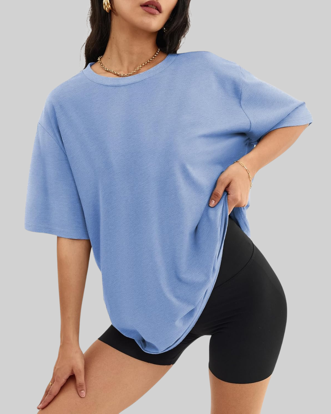 Trendy Round Neck Oversized Drop Shoulder T-Shirts