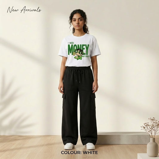 Women's Graphic Oversized T-Shirt & Wide-Leg Cargo Sweatpants Co-Ord Set –