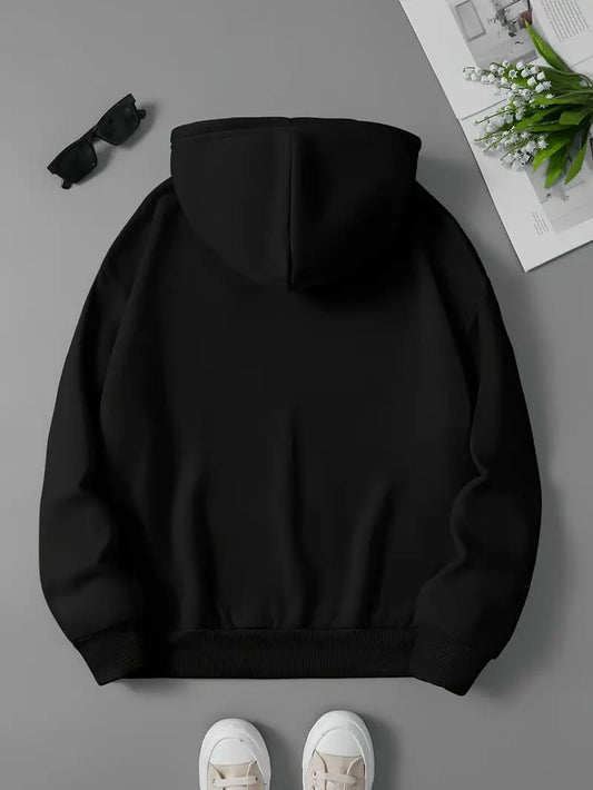 Cozy Winter Stuff Fleece Zip-Up Hoodie - Black