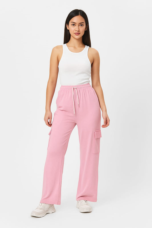 Pack of 2 - -Pink Wide Leg Cargo Baggy Trouser & Black Piping Wide Leg Trouser