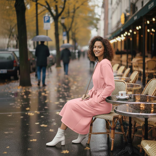 Chic Baby Pink Longline Belted Sweatshirt With Side Pockets