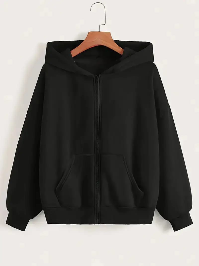Empowerment Message Graphic Zipper Hoodie – Grey/Black