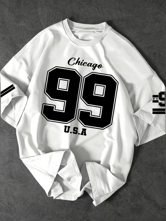 Urban Pulse Oversized Graphic Tee – "Chicago 99" Streetwear Drop-Shoulder T-Shirt