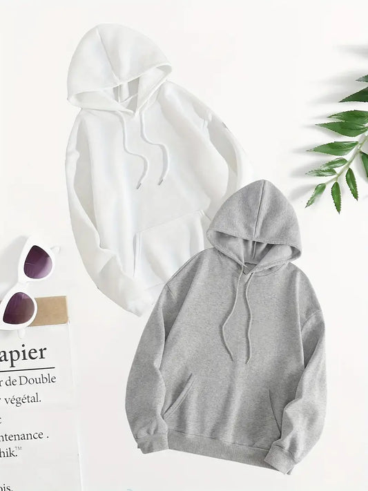 Bundle Of 2- Classic Winter Stuff Fleece WHITE & GREY Hoodies