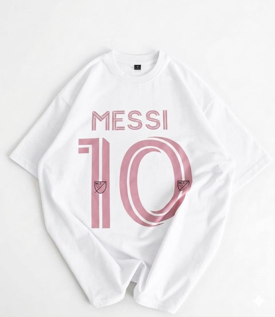 White Messi 10 Heritage Drop-Shoulder Oversized Tee