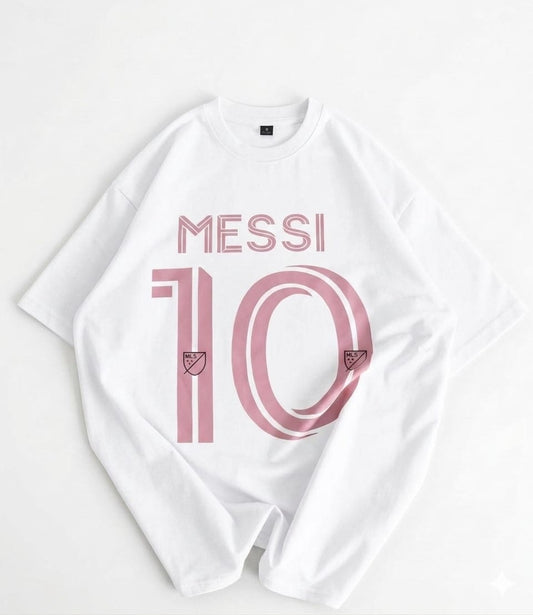 White Messi 10 Heritage Drop-Shoulder Oversized Tee