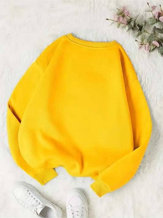 Cozy Essential Plain Fleece Sweatshirt - YELLOW