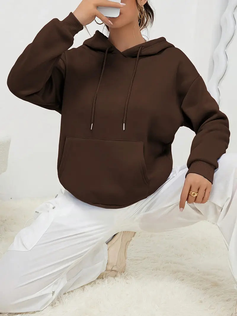 Women'S Cozy Fleece Hoodie Pullover with Drawstring, Long Sleeves, and Pockets,