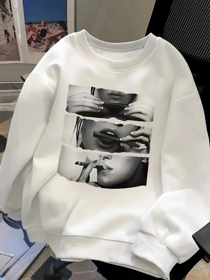 Monochrome Attitude Graphic Sweatshirt – White