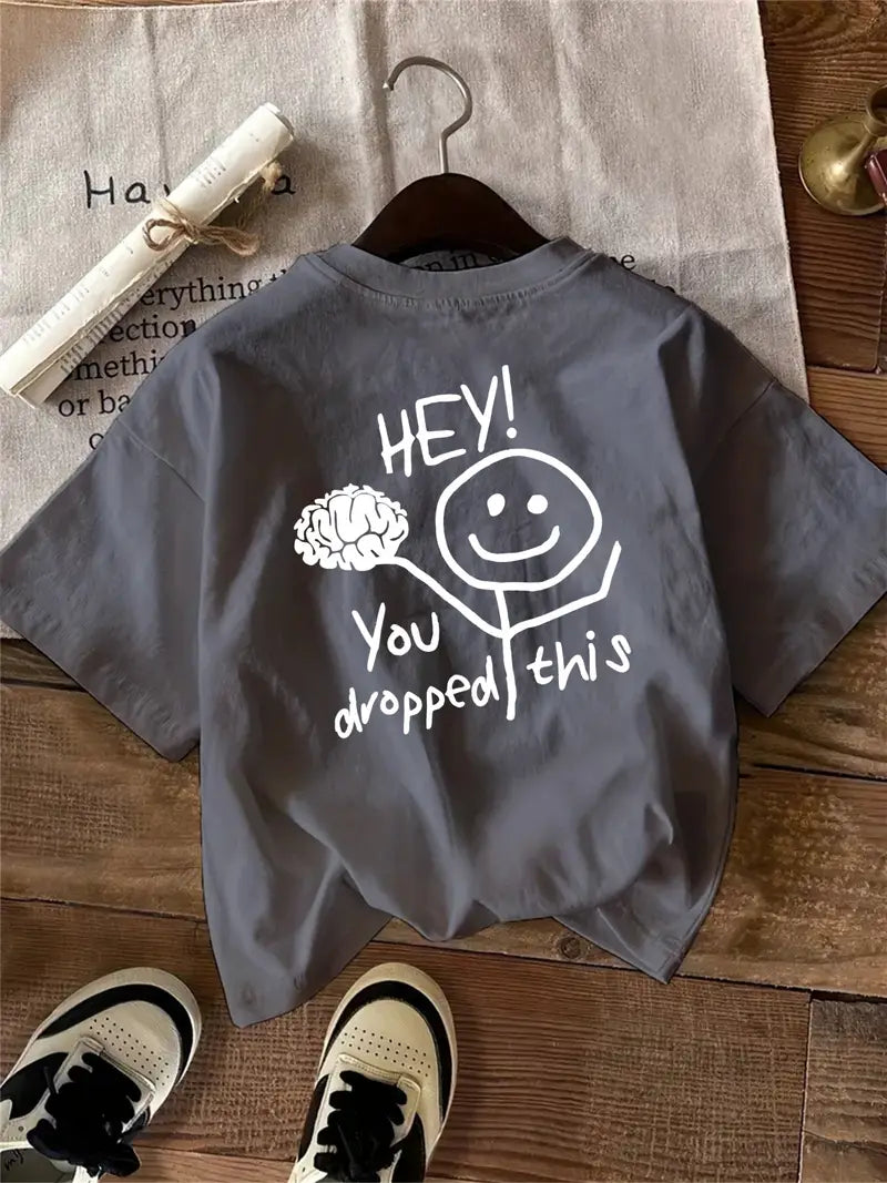 “You Dropped This” Brain Graphic Tee – Red/Grey/Black