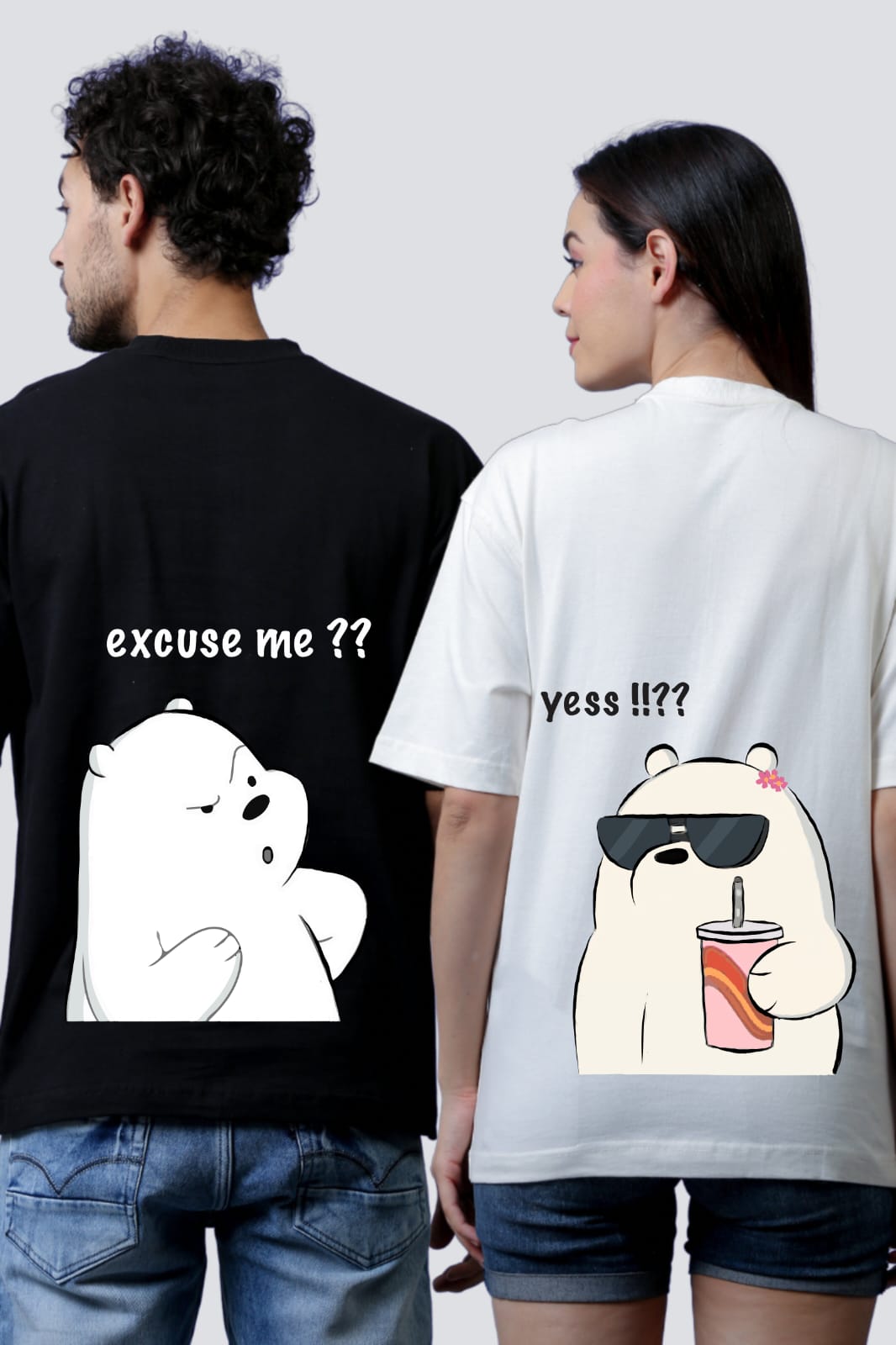 Cool Bears Couple Drop Shoulder T-Shirts