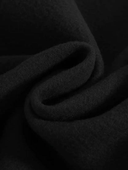 Cozy Essential Plain Fleece Sweatshirt - Black