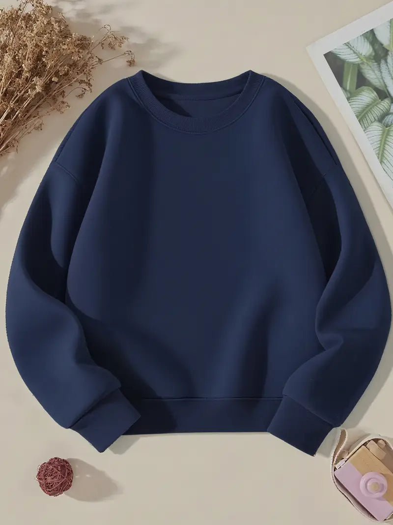 Cozy Essential Plain Fleece Sweatshirt -