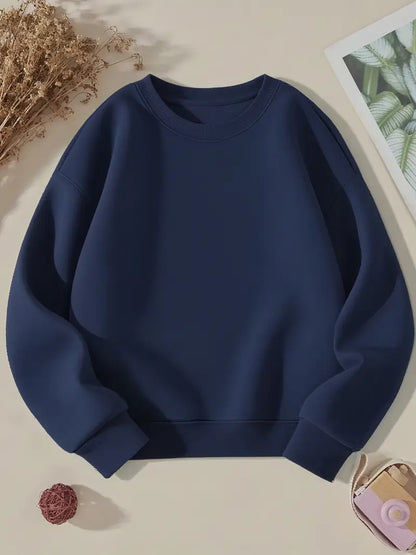 Cozy Essential Plain Fleece Sweatshirt -