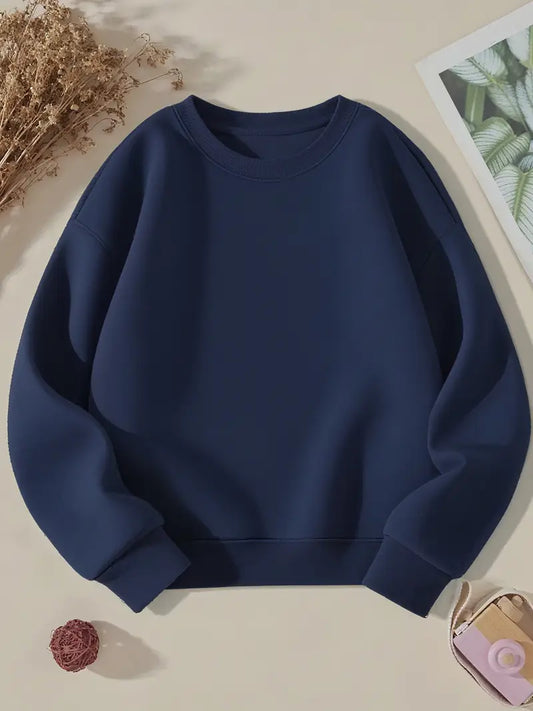 Cozy Essential Plain Fleece Sweatshirt -