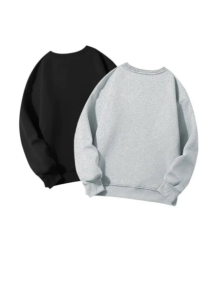 Bundle Of 2 - Classic Comfort Plain Fleece Sweatshirt - Grey/Black