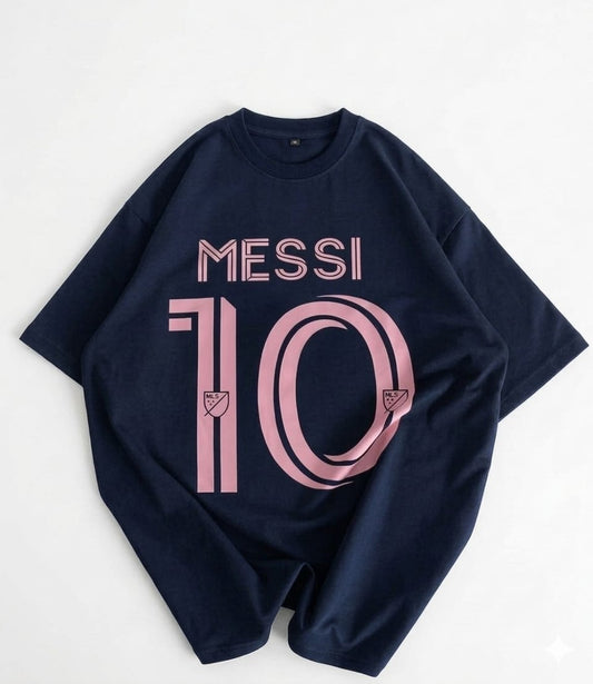 Navy Blue Messi 10 Heritage Drop-Shoulder Oversized Tee
