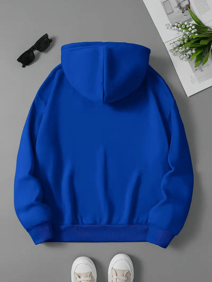Cozy Winter Stuff Fleece Zip-Up Hoodie - Royal Blue