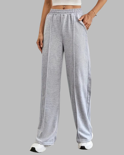 2pcs Women's Gray & Black Jogger Pants - Elastic Waistband, All-Season Comfort for Casual Wear