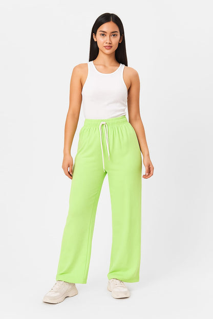 Pack Of 2 - Lime Green & Lilac Piping Wide Leg  Jogger Trouser