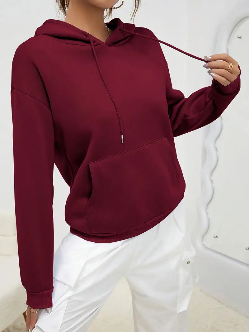 Women'S Cozy Fleece Hoodie Pullover with Drawstring, Long Sleeves, and Pockets,
