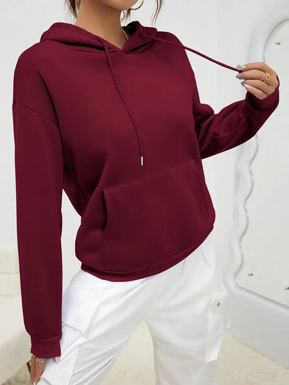 Women'S Cozy Fleece Hoodie Pullover with Drawstring, Long Sleeves, and Pockets,