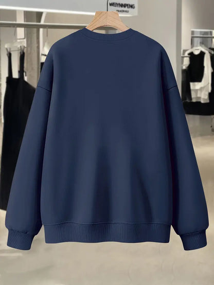 Bundle Of 3 - Cozy Essential Plain Fleece Sweatshirts - BLACK/GREY/NAVY BLUE