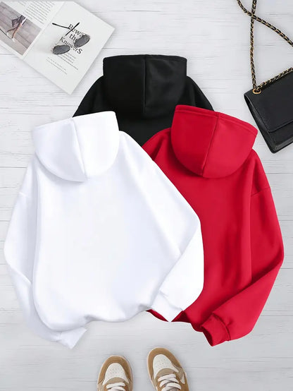 Bundle of 3 - Winter Essentials Fleece Hoodies - WHITE/BLACK/RED
