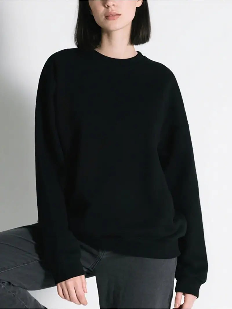 Women’s Winter Fleece Plain  Round Neck Cozy Sweatshirts – All Colors