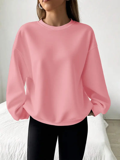 Women’s Winter Fleece Plain  Round Neck Cozy Sweatshirts – All Colors