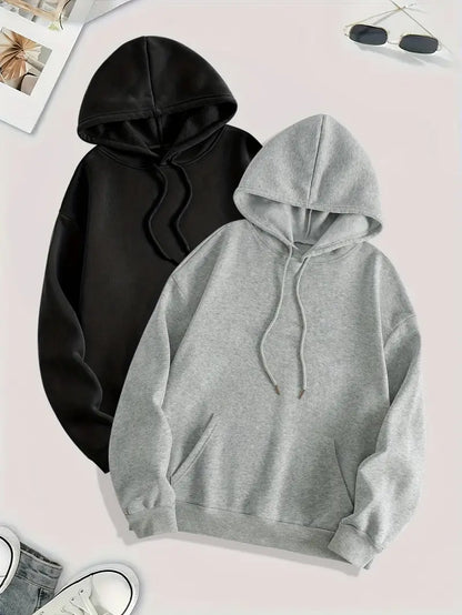 Bundle of 2 - Winter Essentials Fleece Hoodies - BLACK/GREY