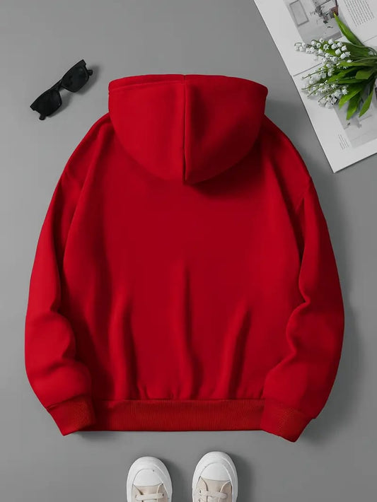 Cozy Winter Stuff Fleece Zip-Up Hoodie - Red