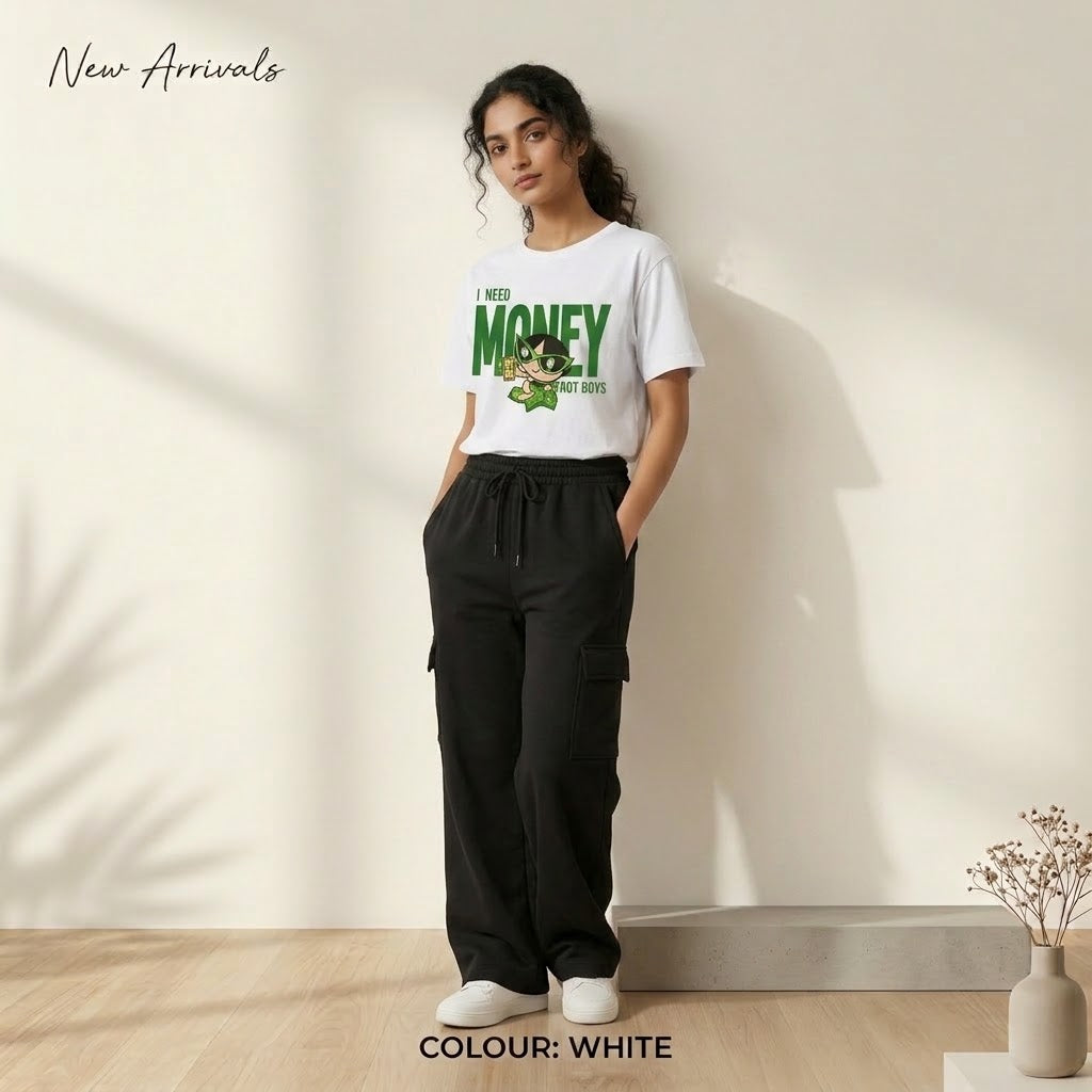 Women's Graphic Oversized T-Shirt & Wide-Leg Cargo Sweatpants Co-Ord Set –
