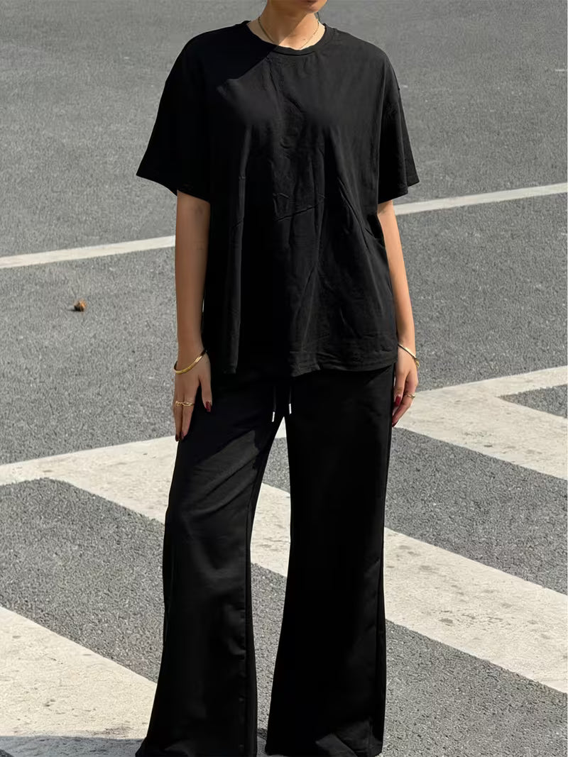 BLACK PLAIN The "All-Black" Essential Lounge Co-ord