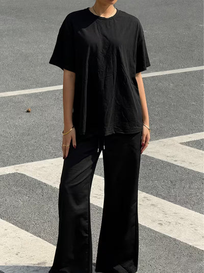 BLACK PLAIN The "All-Black" Essential Lounge Co-ord
