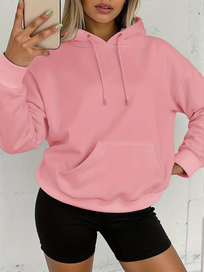Women'S Cozy Fleece Hoodie Pullover with Drawstring, Long Sleeves, and Pockets,