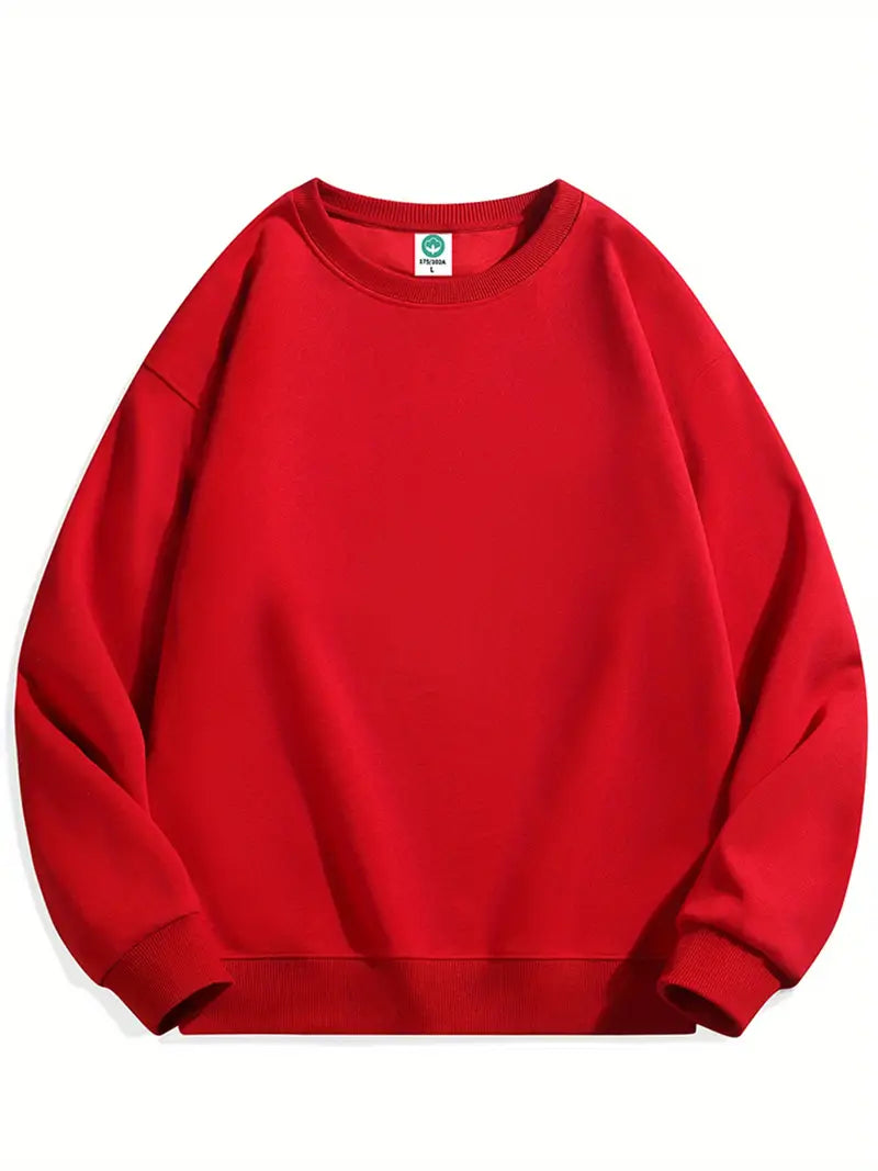 Cozy Essential Plain Fleece Sweatshirt - RED