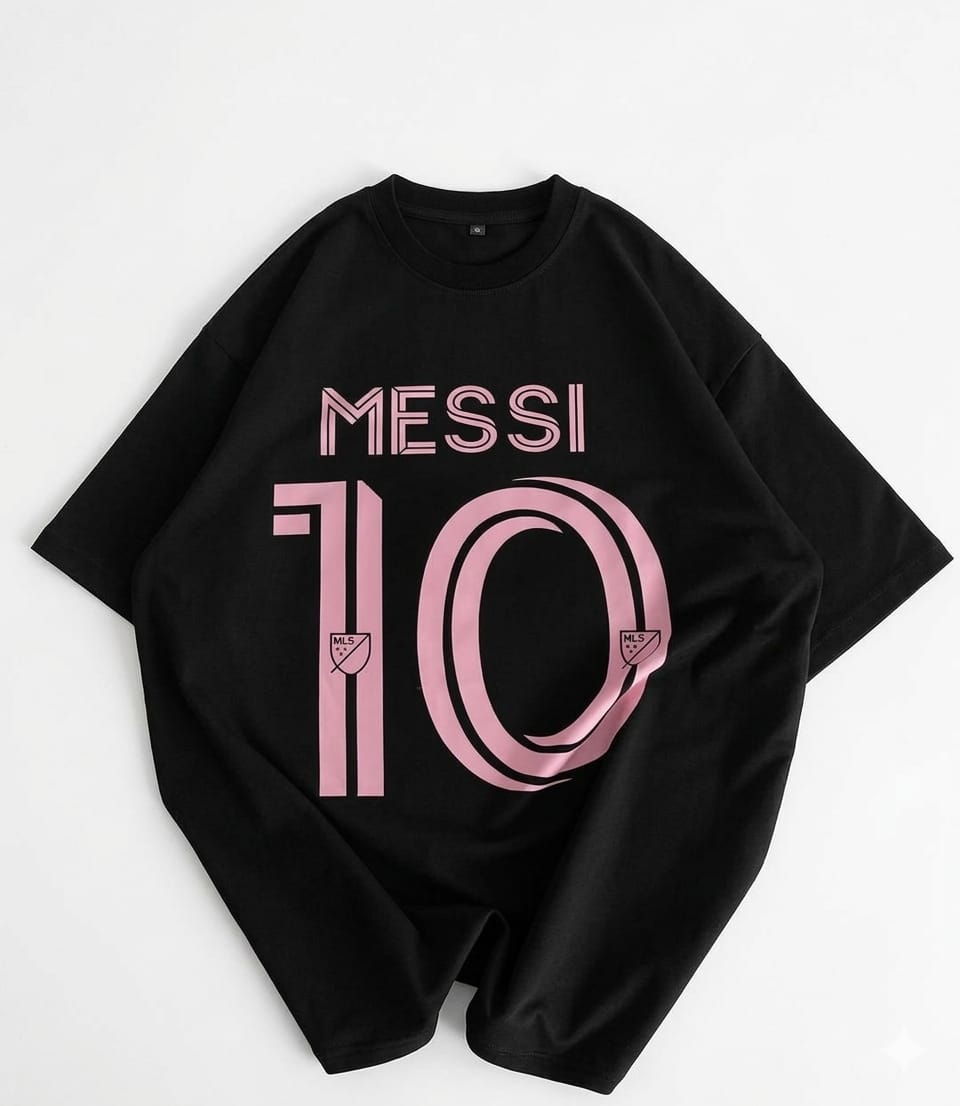 Black Messi 10 Heritage Drop-Shoulder Oversized Tee