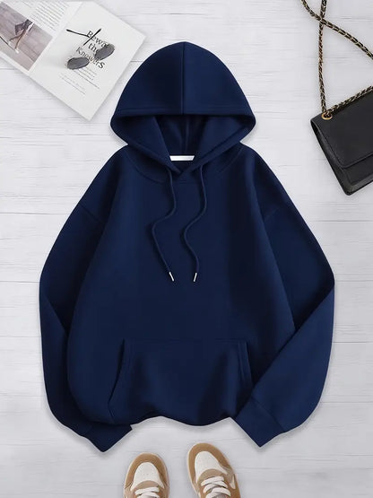 Classic Winter Stuff Fleece Navy Blue Hoodie