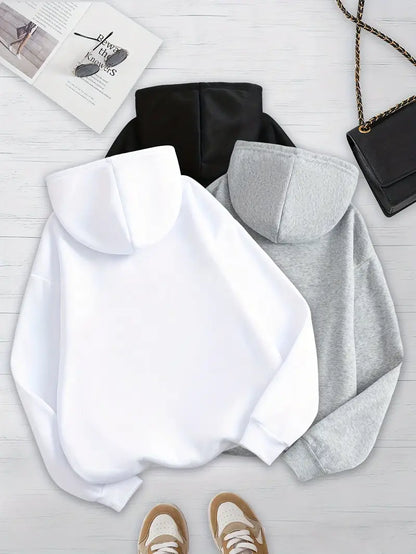 Bundle of 3 - Winter Essentials Fleece Hoodies - WHITE/BLACK/GREY