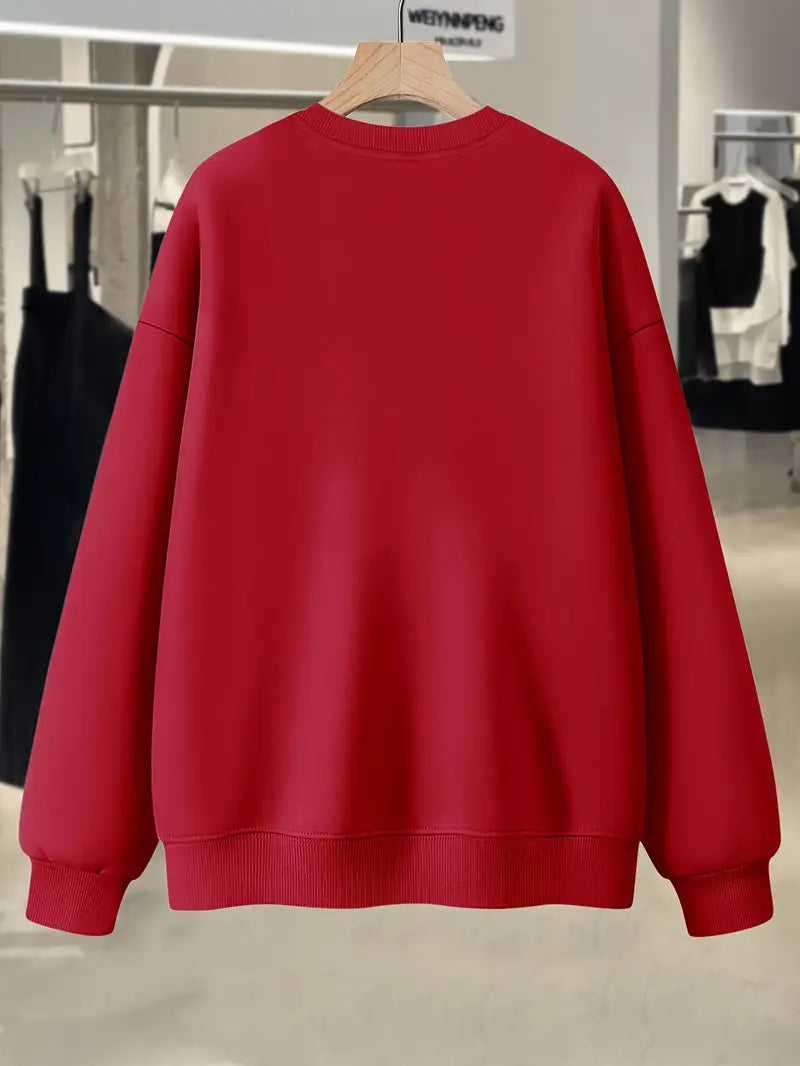 Bundle Of 3 - Cozy Essential Plain Fleece Sweatshirts - BLACK/WHITE/RED