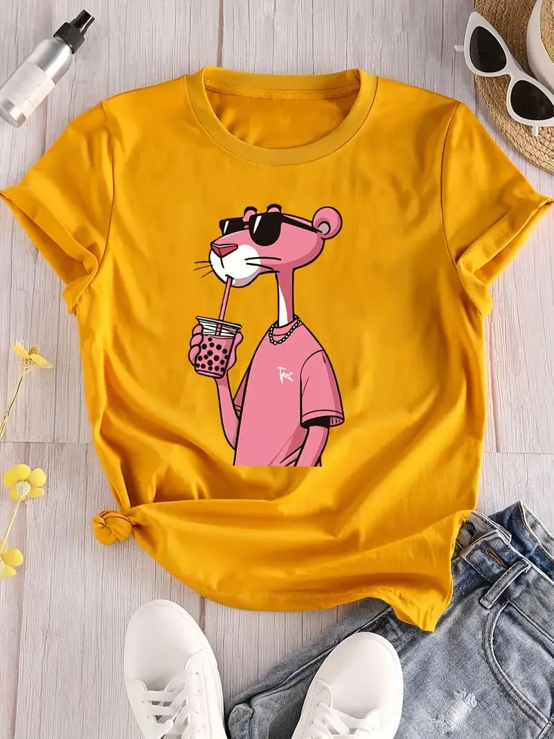 Cool Panther Graphic Tee – Yellow Pop Culture Vibes