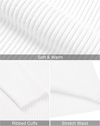 Classic Ribbed Knit Highneck Winter Shirt - White