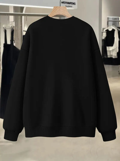 Bundle Of 3 - Cozy Essential Plain Fleece Sweatshirts - BLACK/GREY/NAVY BLUE