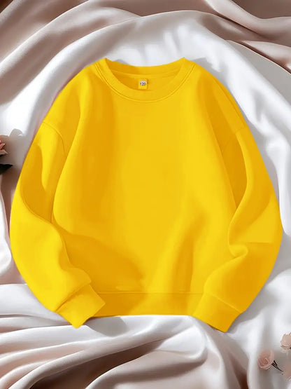 Cozy Essential Plain Fleece Sweatshirt - YELLOW